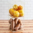 thumbnail image 3 of iDesign, Stackable Open Front Wood and Wire Storage Baskets, White, 3 of 3