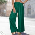 thumbnail image 5 of Casual Baggy Pants for Women Wide Leg Loose Palazzo Pants with Pocket Drawstring Elastic Waist Side Slit Lounge Trousers, Green, M, 5 of 6