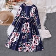 thumbnail image 4 of JLFKNG Toddler Child Girls Dresses Breathable Floral Printed Dress With Large Swing Long Sleeve Crew Neck Soft Cotton Loose Fit High Waist Comfortable Child's Sundress, 4 of 7