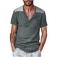 thumbnail image 2 of pstuiky Camisas de vestir de manga corta para hombre, Camisa de manga corta con cuello alto y botones de patchwork para hombre camisas casuales para hombre xl, 2 of 6