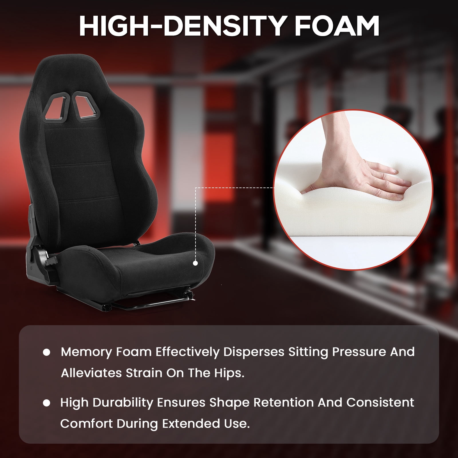 Supllueer Adjustable Gaming Racing Black Seat with Double Locking Slides Fit Most Racing Simulator Cockpit Wheel Stands