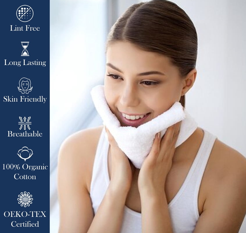 Delara 100% Organic Cotton Washcloths 6-Pack, 13x13 Inches, 650 GSM, Ultra-Absorbent, GOTS & OEKO-TEX, Light Grey