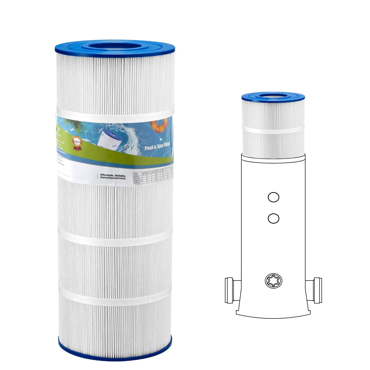 Pool Filter Cartridge, 120 Sq. Ft Spa Hot Tub Filter Cartridge Replacement, Compatible with Hayward CX1200RE, Pleatco PA120, Unicel C-8412, Secure for Kids & Pet, Trilobal Pleated