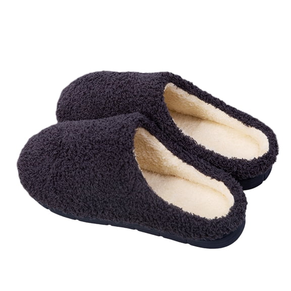 Paokuoon Womens Men Fleece Slippers for Fall Winter Plush Warm Anti-Slip House Shoes Couples Comfortable Cotton Slippers for Home Bedroom Indoor & Outdoor Size 5-8.5