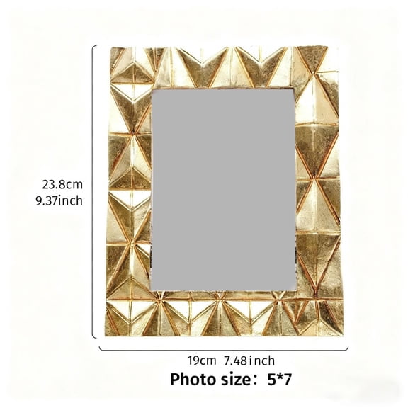 JUANCHENG Geometric Diamond Pattern Antique Gold Decorative Picture Frame for Home Office 7 inches