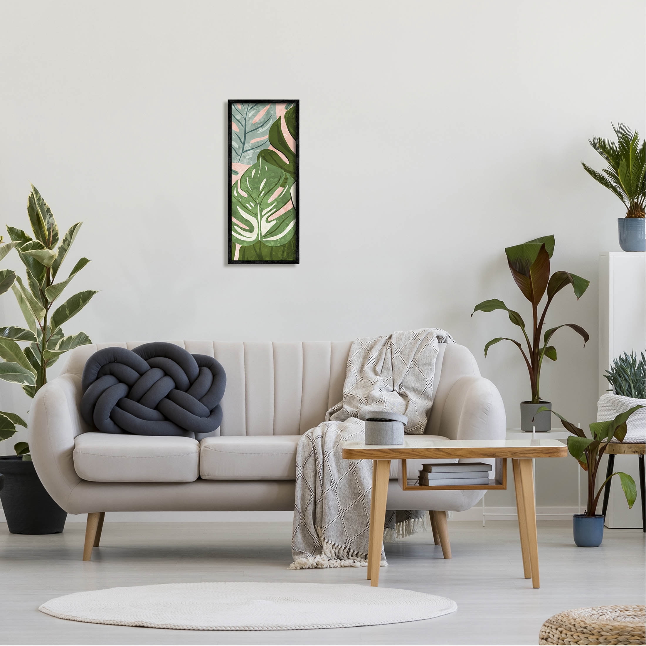 Varied Monstera Leaf Pattern Botanical & Floral Graphic Art Black Framed Art Print Wall Art
