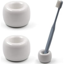Ceramic Toothbrush Holder 2 Pack, Handmade Mini Bathroom Vanity Stand for Couple - Countertop Organizer