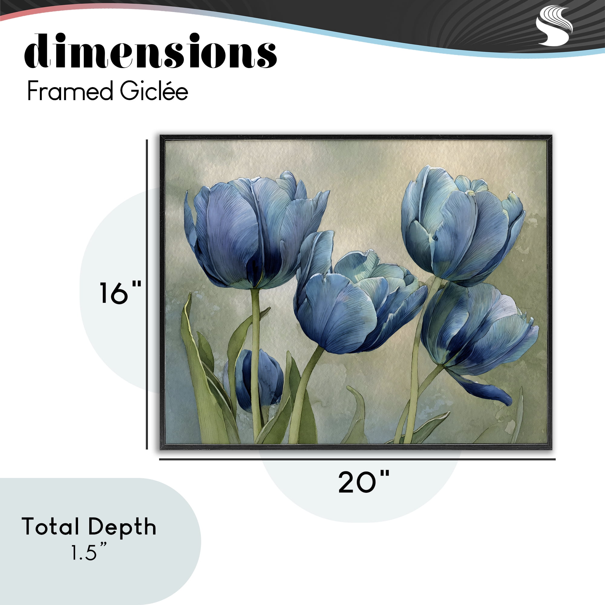 Stupell Industries Drawn Blue Tulip Flowers Black Framed Giclee Art, design by Franklyn Gregory