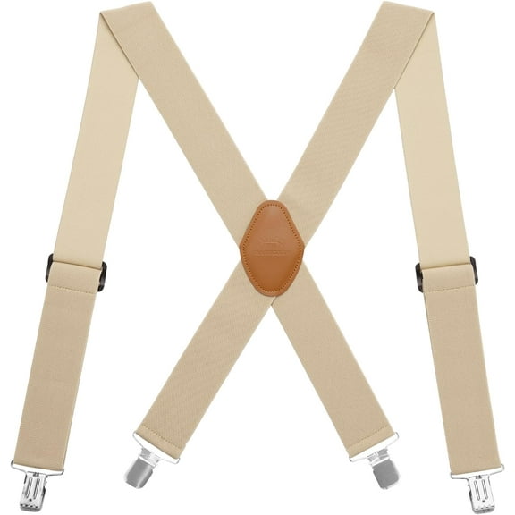 Men’s 2” Wide X-Back Adjustable Elastic Suspenders with Heavy Duty Metal Clips