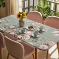 thumbnail image 3 of Easter Bunny Table Cloths for 5 Foot Rectangle Tables, Cute Rabbit Rose Floral Country Leaves Plants Green Patio Waterproof Elastic Fitted Tablecloths, Washable Rectangular Table Cover for Camping, 3 of 8