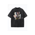 thumbnail image 1 of Graffiti Splicing Letters "iT iS WHaT iT iS" Printed Summer Loose Fit Short Sleeved Washed Vintage 230g Pure Cotton Comfortable Breathable Casual Street Round Neck T-shirt, 1 of 7