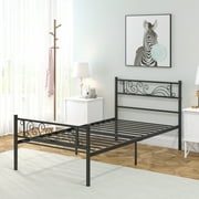 Yoneston Twin Size Metal Platform Bed Frame with Headboard Footboard for Boys Kids Adults, Black