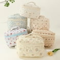 thumbnail image 4 of Homerr Trousse de Maquillage à Imprimé Floral en Coton, Grande Capacité, Fermeture Éclair, Poignée Douce, 4 of 6