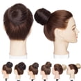 thumbnail image 4 of Benehair 100% Human Hair Pieces Extensions Messy Bun Scrunchies Updo Chignons Remy Hair Elastic Band Comb Clip Straight Brown Soft US, 4 of 7