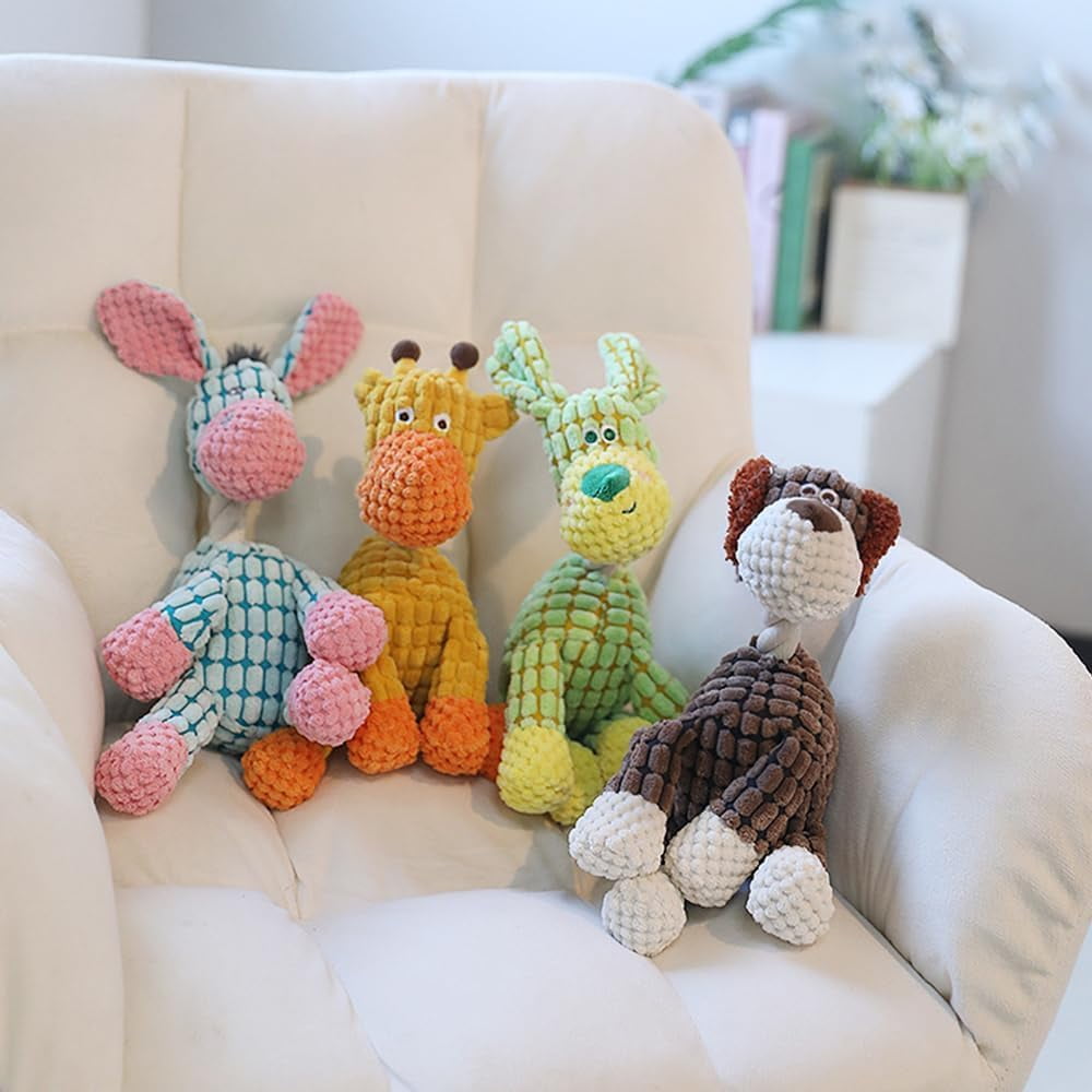 Truly Indestructible Plush Dog Toys, Squeaky Teething Plush Toy for Lovely Pets, Donkey Dog Toy, Heavy Duty Plush Squeak Toy, Stuffed Toys for Small Medium Large Animals (2PCS-B)