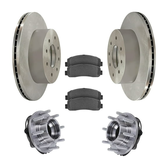 AutoShack Front Brake Rotors Premium Ceramic Brake Pads Wheel Bearing Hub Assembly | Replacement for 2011-2012 Ford F-250 Super Duty 6.2L 6.7L V8 4WD | 8-PC Brake Kit