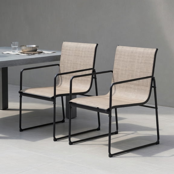Resenkos Outdoor Dining Room Chairs, Patio Kitchen Chairs,Outdoor Dining Chairs Set of 2 Patio Furniture Chair with Breathable Seat and Backrest-Brown