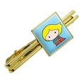 thumbnail image 1 of Superman Supergirl Cute Chibi Character Square Tie Bar Clip Clasp Tack- Silver or Gold, 1 of 6