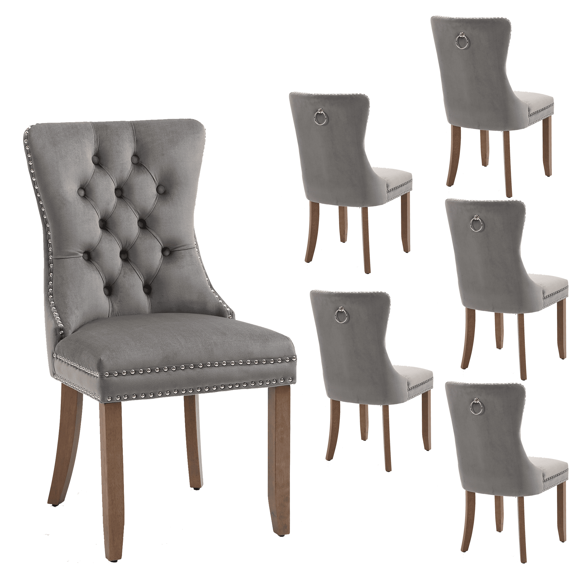 Contemporary Button Tufted Dining Chairs, Highend Velvet Upholstered