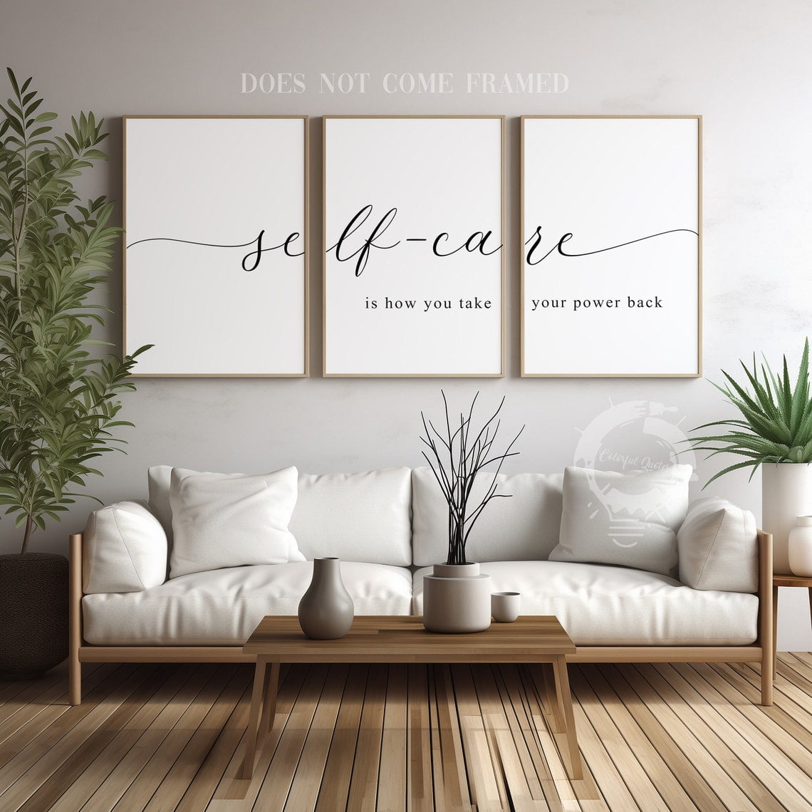 Set Of 3 Self Care Wall Art Prints Quote Minimalist Home Inspirational Office And Bedroom Decor