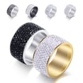 thumbnail image 2 of Anillo casual Joker de diamantes de acero de titanio para hombre con personalidad, 8 filas con anillo de acero inoxidable con diamantes, características de desgaste del material, 2 of 6