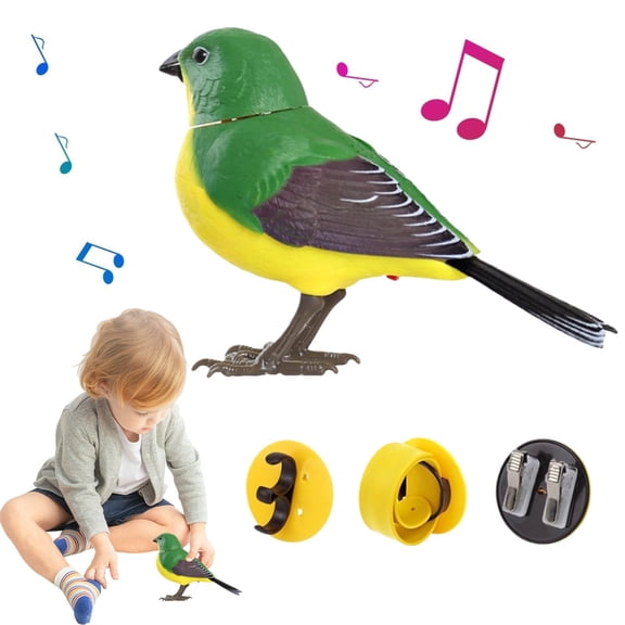 Office Desktop Ornament Singing Chirping Bird Toy Artificial Bird Toy Realistic Chirping And Motion Cute Interactive Bird Toy Simulation Bird Toys For Kids Desk Battery Operated Des,Green Home Decorat