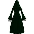 thumbnail image 4 of QATAINLAV Women's Gothic Hooded Witch Dress Lace Up Belt Vitorian Dresses Trumpet Sleeve Ball Gown Halloween Costumes, Green, XXXL, Gifts for Girls, 4 of 6