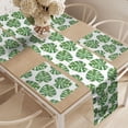 thumbnail image 2 of Ambesonne Jungle Leaves Table Runner & Placemats, Big Monstera Fronds, Placemat 4 pcs + Runner 14"x90", Peacock Green, 2 of 2