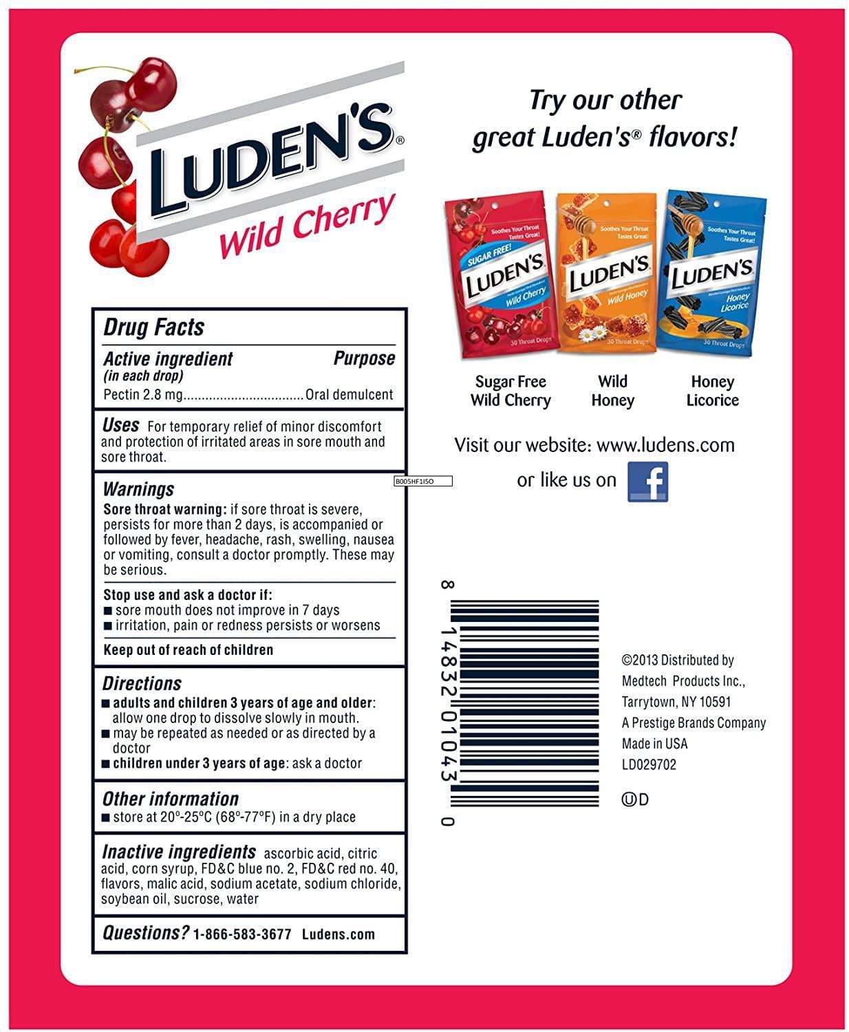 Luden's Wild Cherry Pectin Throat Lozenges - 12 Pack x 30 Drops Value Pack