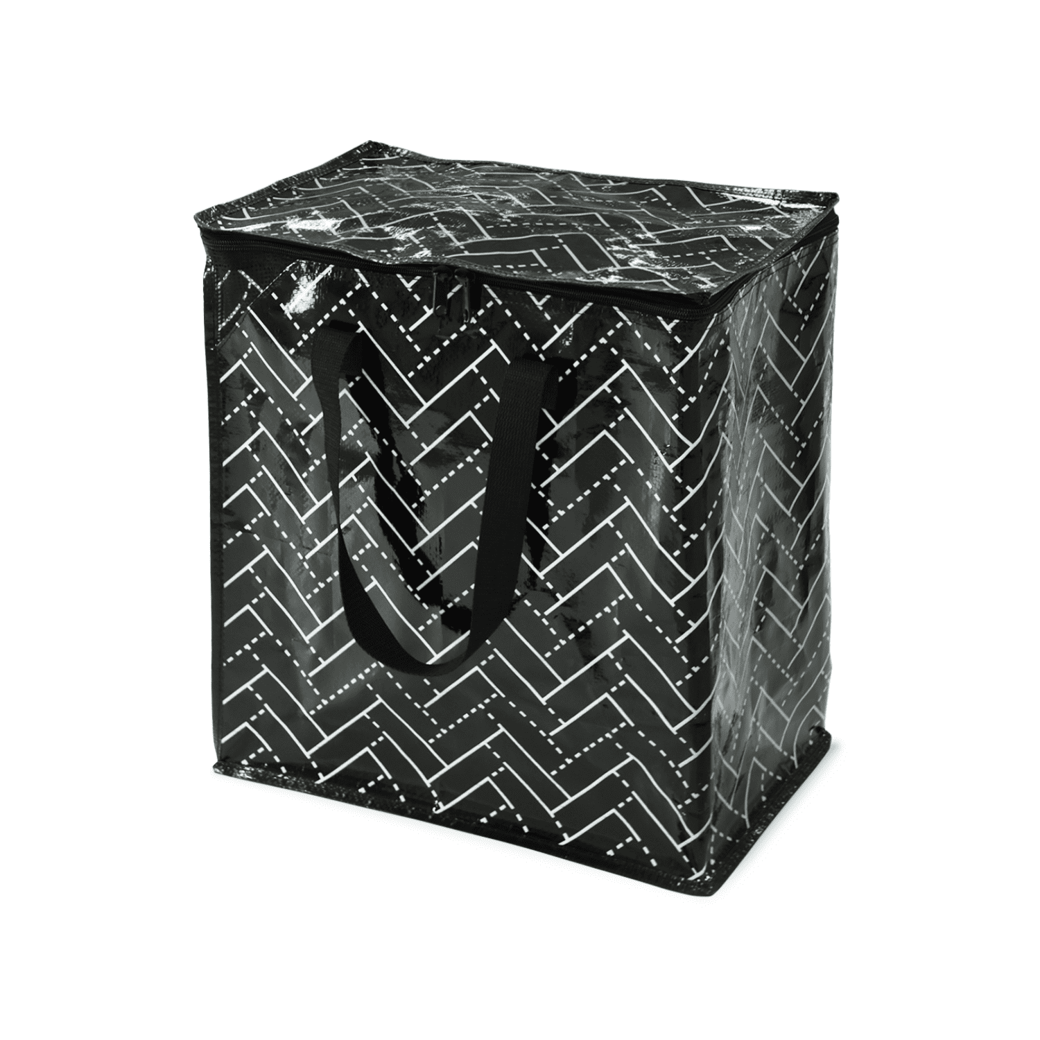 Mainstays 12 Gallon Heavy Duty Storage Bag  Dual Handles  Black Herringbone