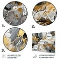 thumbnail image 3 of Designart "Delicate Brushstrokes Grey and Gold IV" Abstract Marble Metal Art Living Room, 3 of 5