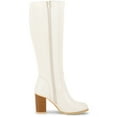 thumbnail image 3 of BLISSFUL STEP Women's Boots Knee High Chunky Heel Round Toe Side Zipper Faux Leather Dress Boots  Cream 8.5, 3 of 6
