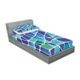 thumbnail image 2 of Ambesonne Abstract Fitted Sheet & Pillow Sham Set, Mosaic Trippy Vivid, Twin, Jade Green Royal Blue, 2 of 2