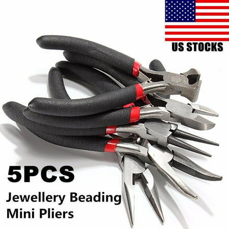 5Pcs Mini Jewelry Pliers Jewelry Kits Cutter Round Bent Nose Beading Making Design Tool