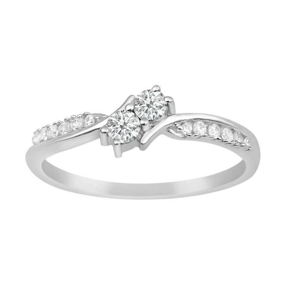 Toi Et Moi Women's Engagement Ring 1.9 Ct Simulated Diamond 14K White Gold Over