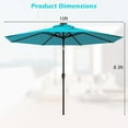 thumbnail image 3 of Costway Parasol Solaire de Patio 10 Pieds à DEL, Marché, Acier Inclinable avec Manivelle, Extérieur, Turquoise, 3 of 10
