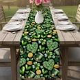 thumbnail image 4 of St. Patrick's Day Table Runner - 90 Inch Long Spring Shamrocks Green Love Hats Plants Black Cotton and Linen Blended Dress Scarves Farmhouse Table Runner for Kitchen Dining, Coffee Table, 13" x 90", 4 of 8