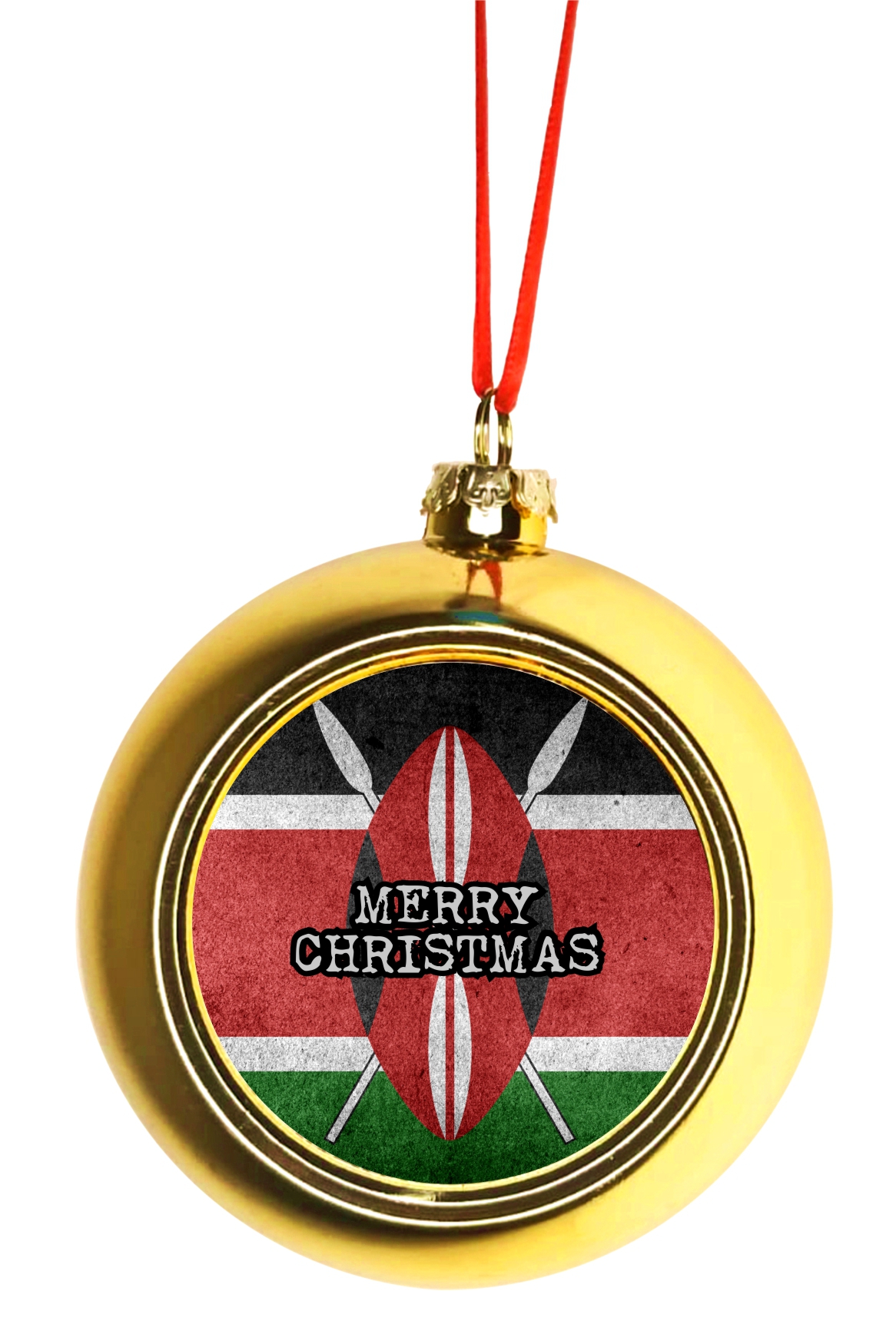 Flag Kenya Kenyan Grunge Flag Merry Christmas Bauble Christmas