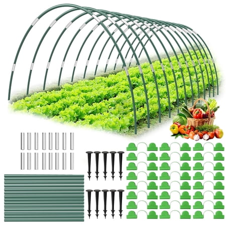 60Pcs Garden Hoops for Raised Beds 12 Sets of 7FT Greenhouse Hoops Grow Tunnel Rust-Free Fiberglass Support Hoops Frame for Netting Shade Cloth Cover DIY Plant Support Garden Stakes