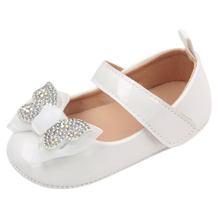 

Baby Girl Shoes Summer Kids Girls Flat Sole Lightweight Comfortable Rhinestone Ribbon Bow Princess Sports Shoes Toddler Girl Sneakers White 0 Months-6 Months