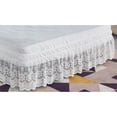 thumbnail image 2 of Zhuge Vintage Pleated Dust Ruffle with Lace Trim, Retro Elegant Bed Skirt, 39.38 x 78.75 Inch Base 14.97 Inch Drop Bedroom Bedding Decor, Beige, 2 of 4