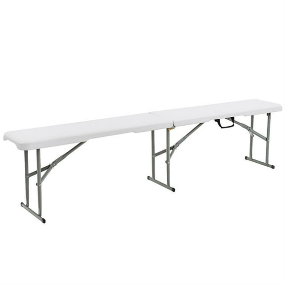 Spaco 6 Feet Plastic Folding Bench, Portable in/Outdoor Picnic Party Camping Dining Seat, Multipurpose Entertaining Activities, Smooth HDPE Tabletop, White