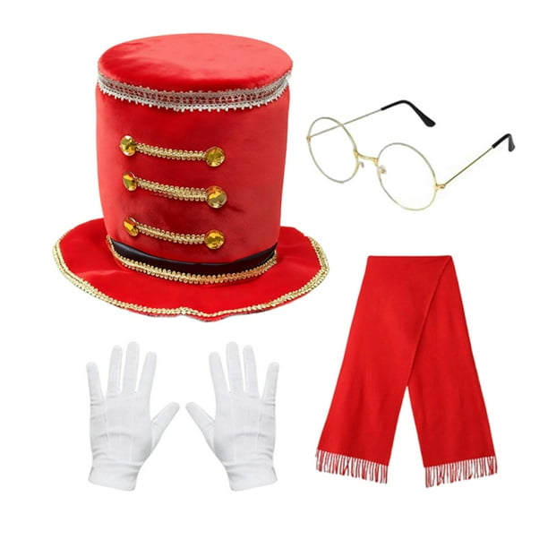 Conjunto de 4 piezas de accesorios de disfraz de Papá Noel para adultos para juegos de rol. rojo