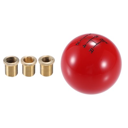 Unique Bargains Car Manual 4 Speed Ball Gear Shift Knob Kit Round Shifter Universal for Vehicles Red with Adapter