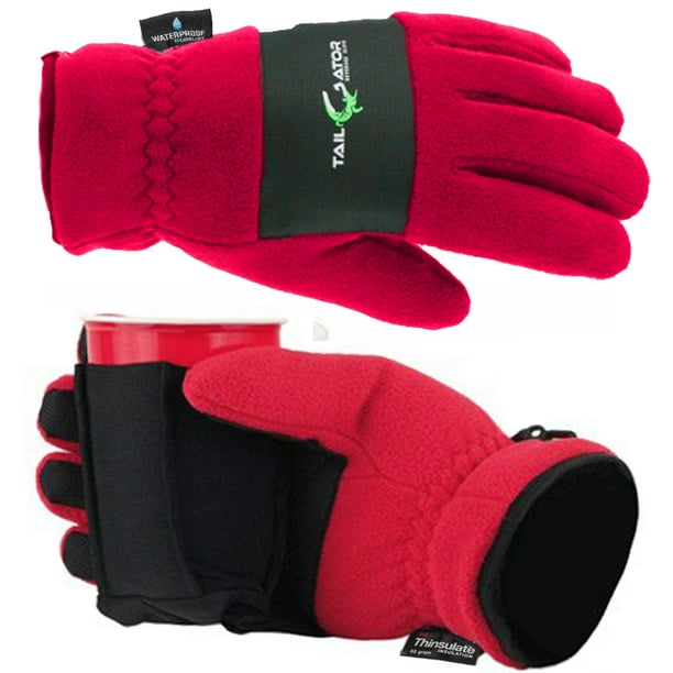 Tailgator Tailgator Thinsulate Fleece Winter Gloves Extreme Cold Weather Waterproof Gloves With Cup Holders Walmart Com Walmart Com