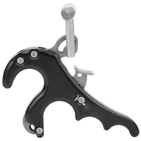 BIMZUC Professional Archery Release Aids Metal 4 Fingers Grip Thumb Caliper Trigger for Compound Bow Hunting and Target Shooting (Black 3.9 inches / 10 cm)