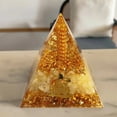 thumbnail image 1 of Crystal Quartz Resin Pyramid Desk Ornament 5cm Natural Stone Decorative Stand for Office Tabletop Zen Decor Gift, 1 of 6