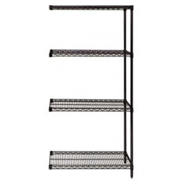 Quantum Storage AD54-1236BK Unité d'Extension d'Étagères Grillagées Noires à 4 Tablettes - 12 x 36 x 54 Po