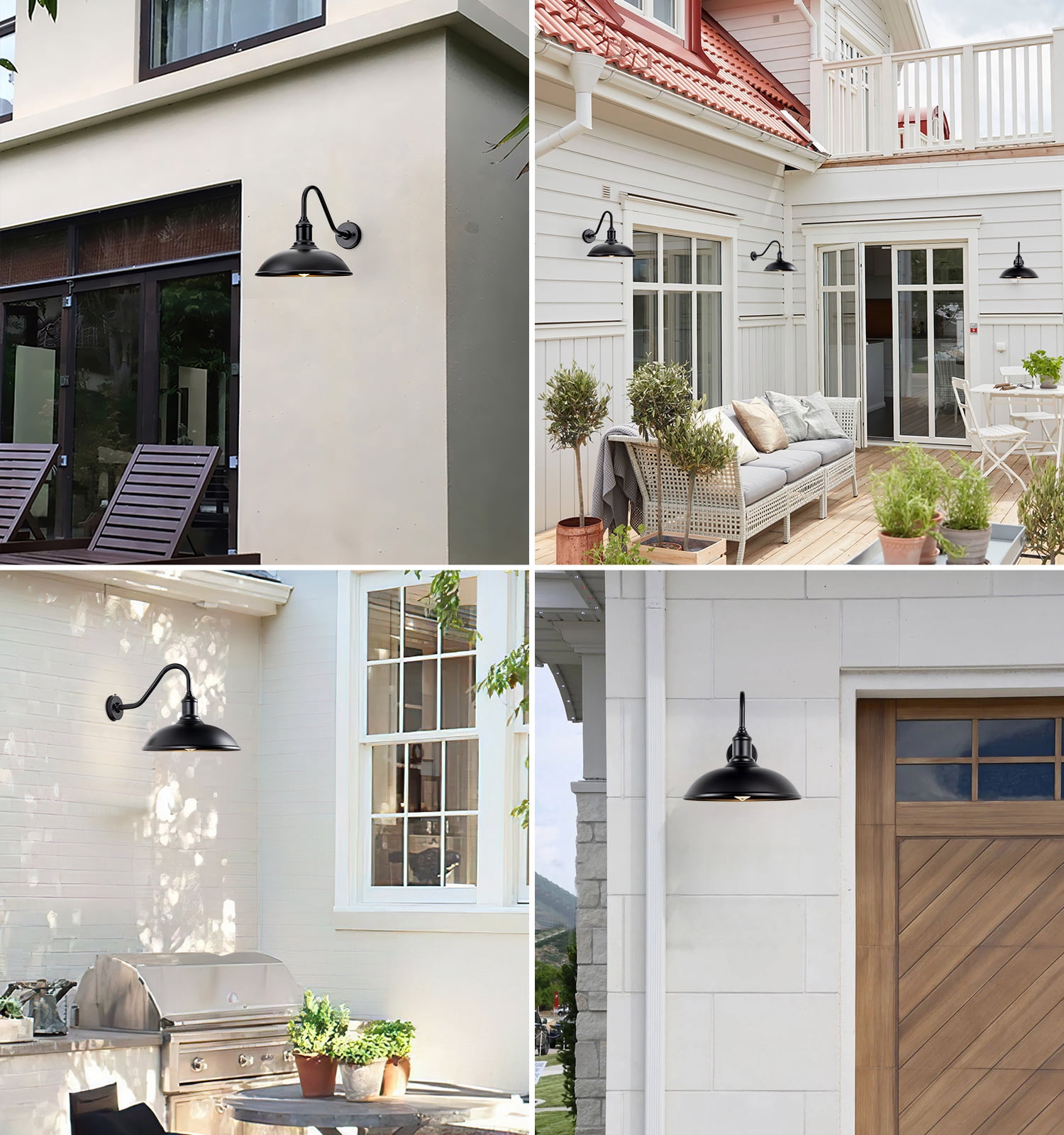 FORMAIMI 15" Black Dusk to Dawn Outdoor Wall Lights,  Gooseneck Barn Light forPatio,Garage