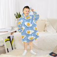 thumbnail image 6 of FORMRS Wearable Blanket Hoodie with Sleeves for Kids Cozy Flannel Sweatshirt, Playful Fried Eggs, 6 of 7